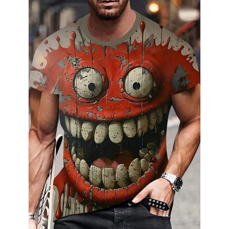 Summer Round Neck 3D Funny Animal Print Top Fashionable Casual Short Sleeved Men's T-shirts