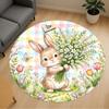 1pc Easter Bunny Flowers Round Chair Mat Office Area Rug - Non-Slip, Floor Mat for Office, Bedroom, and Indoor Decor P127233