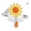 Opening Adjustable Spinning Sunflower Bee Release Stress Ring Rotatable Zircon Copper Finger Ring For Women Fashion Jewelry