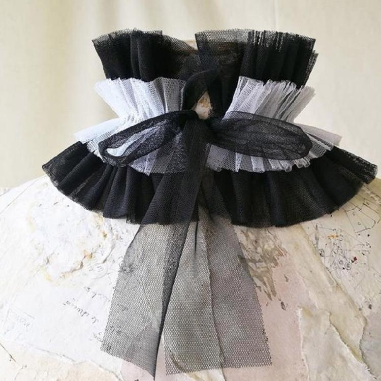 Vintage Renaissances Ruffled Mesh False Collar Victorian Gothic Neck Ruff Shawl Scarf Costume Cosplay Props for Women