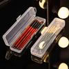 Makeup Brush Storage Box Clear Chopsticks Box Multifunctional Plastic Rectangle Case Durable Sturdy Tableware Storage Case
