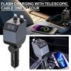 Car Charger, 3-in-1 Independent Fast Charging, Retractable Cable, Power Display USB C Car Charger For IPhone Android W9R9