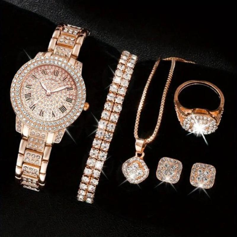 Watchwomen5Pcs Ladies Watch Set Diamond Watch Women'S Watch Fashion Roman Quartz Watch
