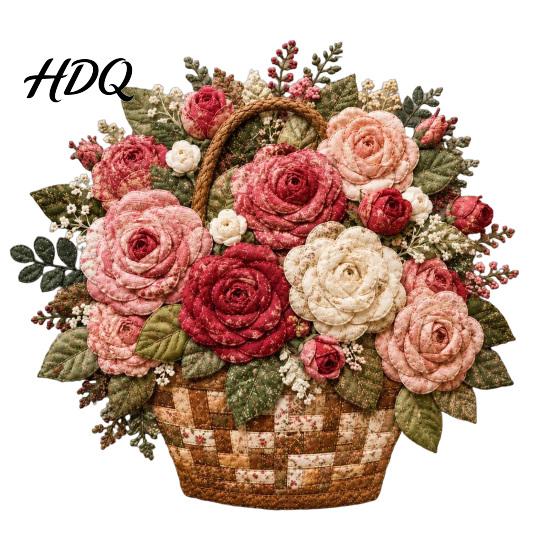 Actividades Manualidades de Tela DIY Cesta de Flores Patchwork Kit Flores en Capas Sala de Manualidades Decoración de Pared Proyecto de Costura Floral 3D para Adultos,
