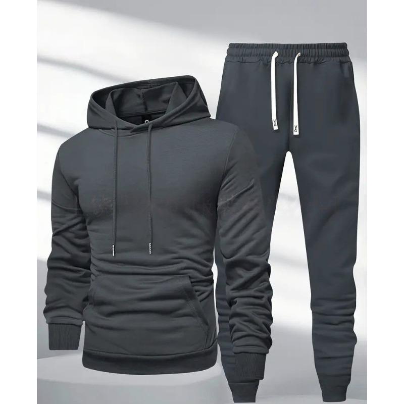 Men's White 2 Piece Tracksuit Hoodie Jogger Set Casual Sportswear