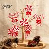 Classic Red White Christmas Ornaments 12/24/36 Pcs Candy Tree Decorations, Lollipop Picks for Tree, Country Style Fireplace Hanging Decor Ornaments,