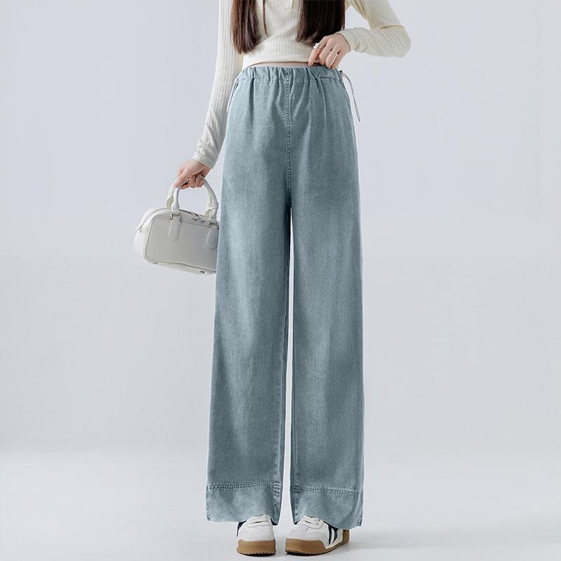 Tencel Wide-Leg Maternity Jeans - Retro Blue, Non-Constricting Belly, Lightweight Lyocell for Summer XL