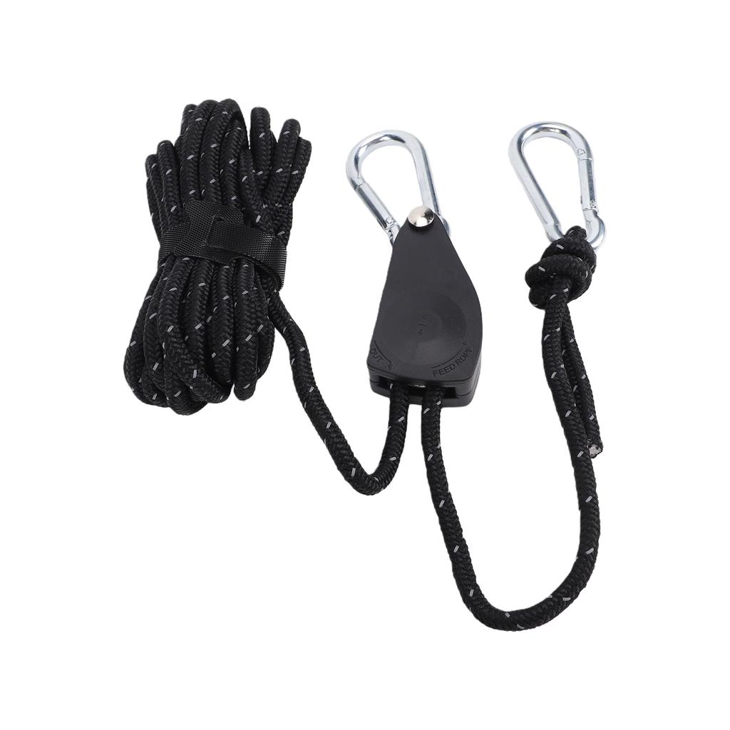 Camping Flaschenzug Seil Verstellbar Reflektierend Abspannleine Zelt Plane Abspannleine mit Metallflaschenzug 5 Meter Seil Schwarz
