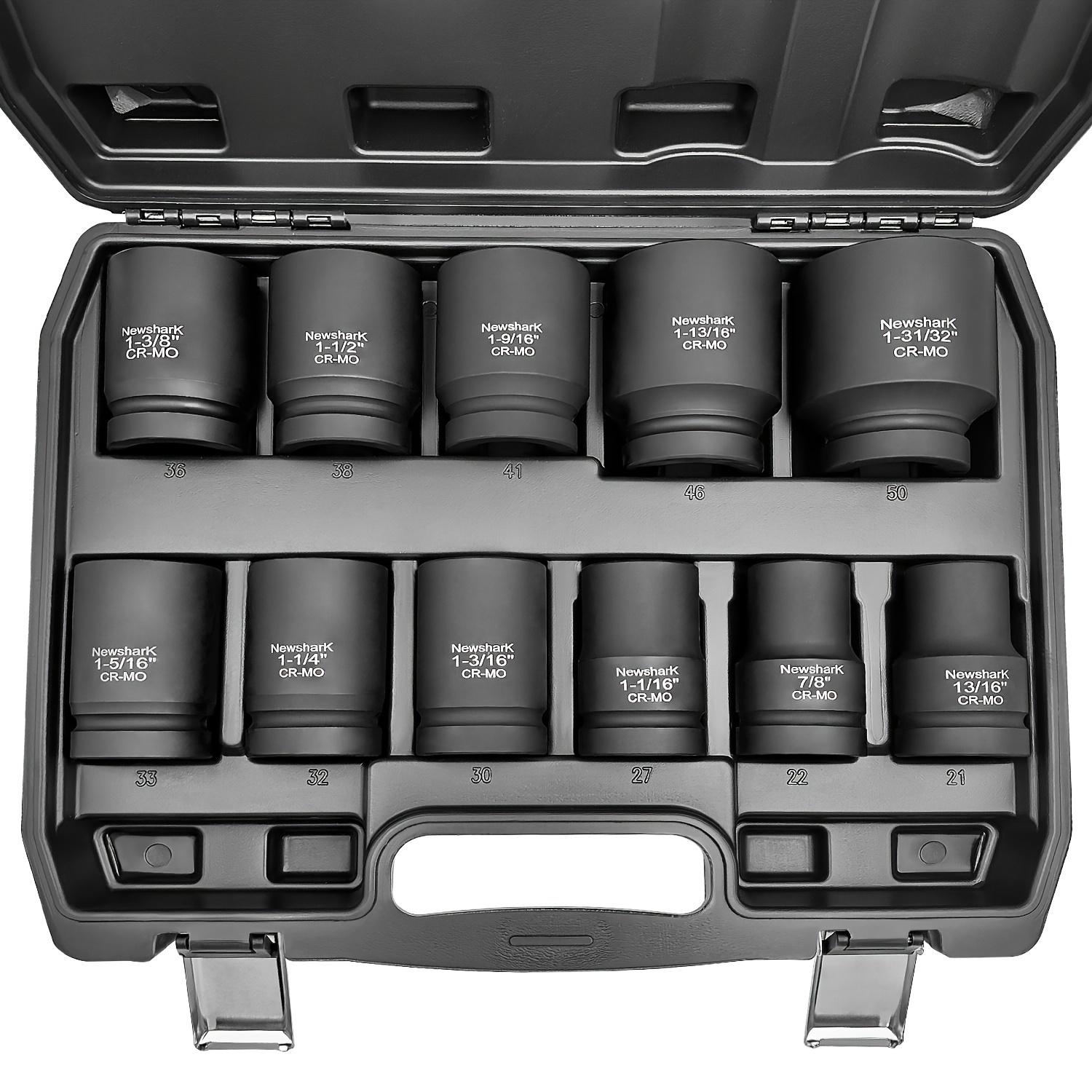 

11 Piece Deep Socket Set SAE (1-5/16 -1-31/32 ),6 Point Cr-Mo Spindle Axle Nut Impact Socket Set for Auto Repair and home Repair