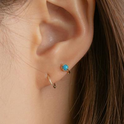 LUNNE 14k Turquoise One-Touch Ring Earrings (14k Gold) #ER07