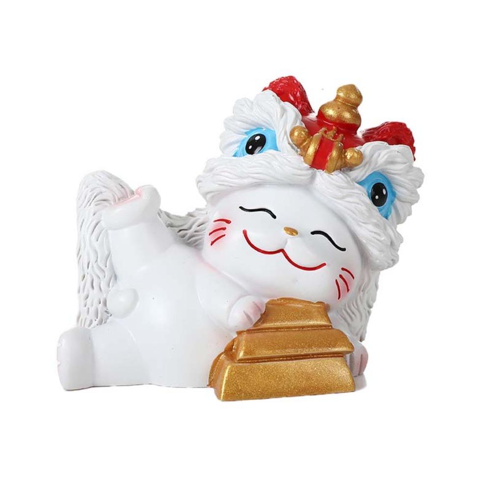 Kawaii Lucky Cat Sculpture Good Fortune New Year Cat Statue Home Decor