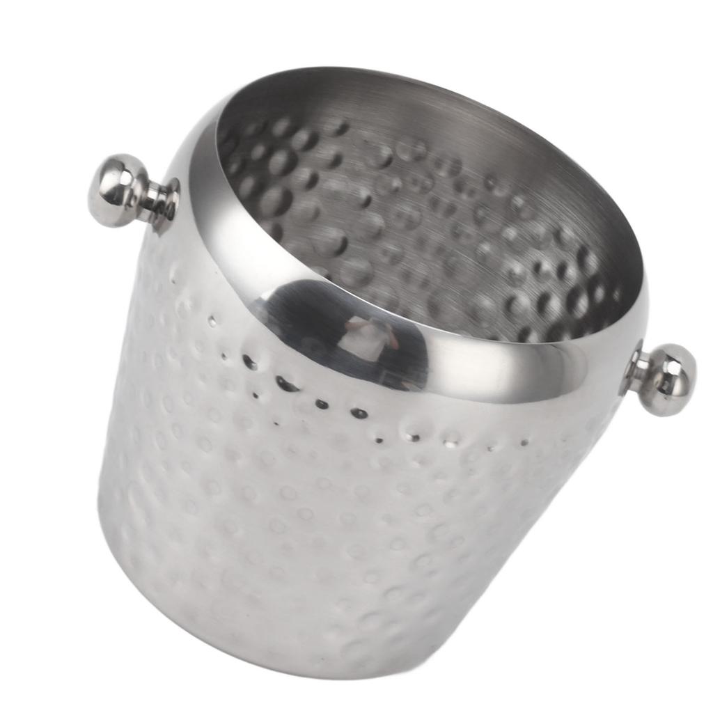 Ice Bucket Stainless Steel Mini Insulated Frozen Container for Bar Wine Champagne 1L Sliver