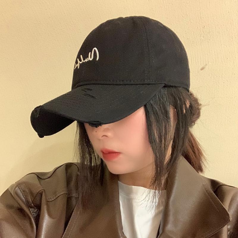 Distressed Perforated Duckbill Cap Cotton Baseball Cap Embroidery Adjustable Deep Fit Baseball Cap For Big Head Daily Hiking