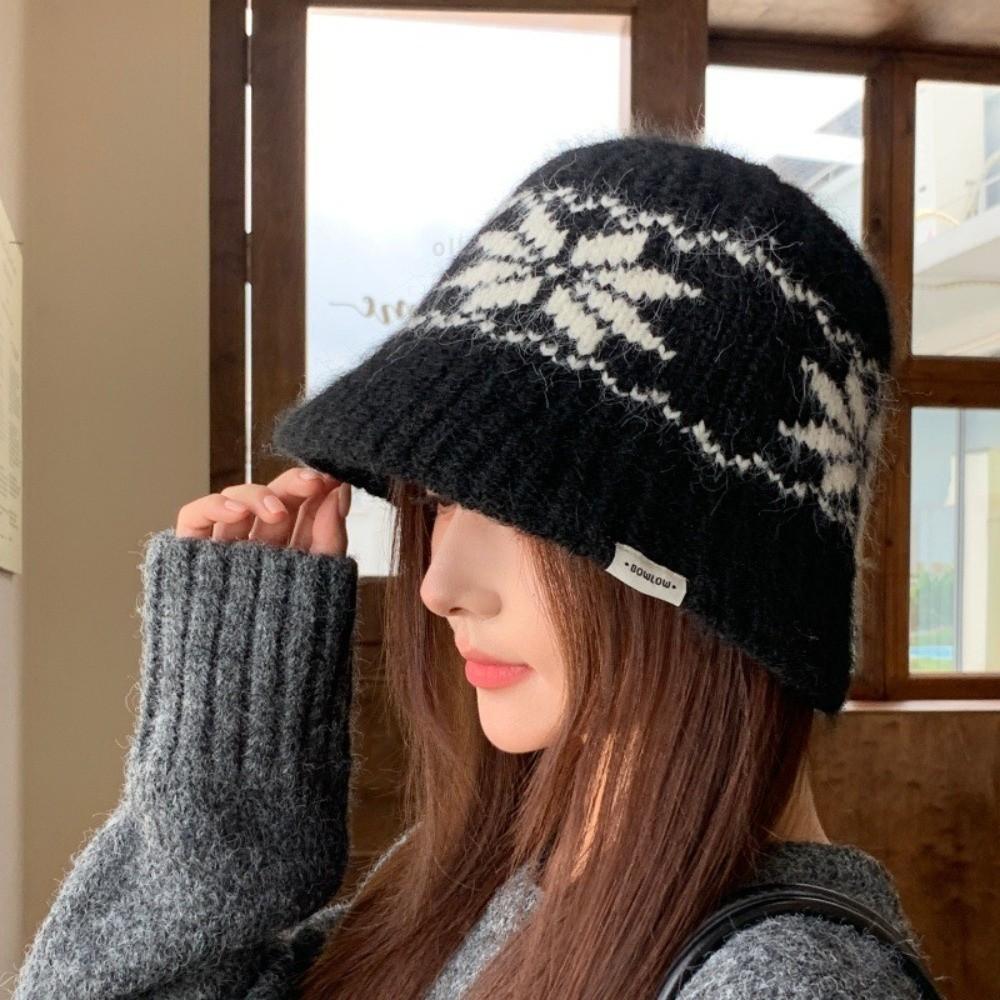 Jacquard Beanies Hat Autumn Winter Basin Cap Fashion Fisherman Cap for Women