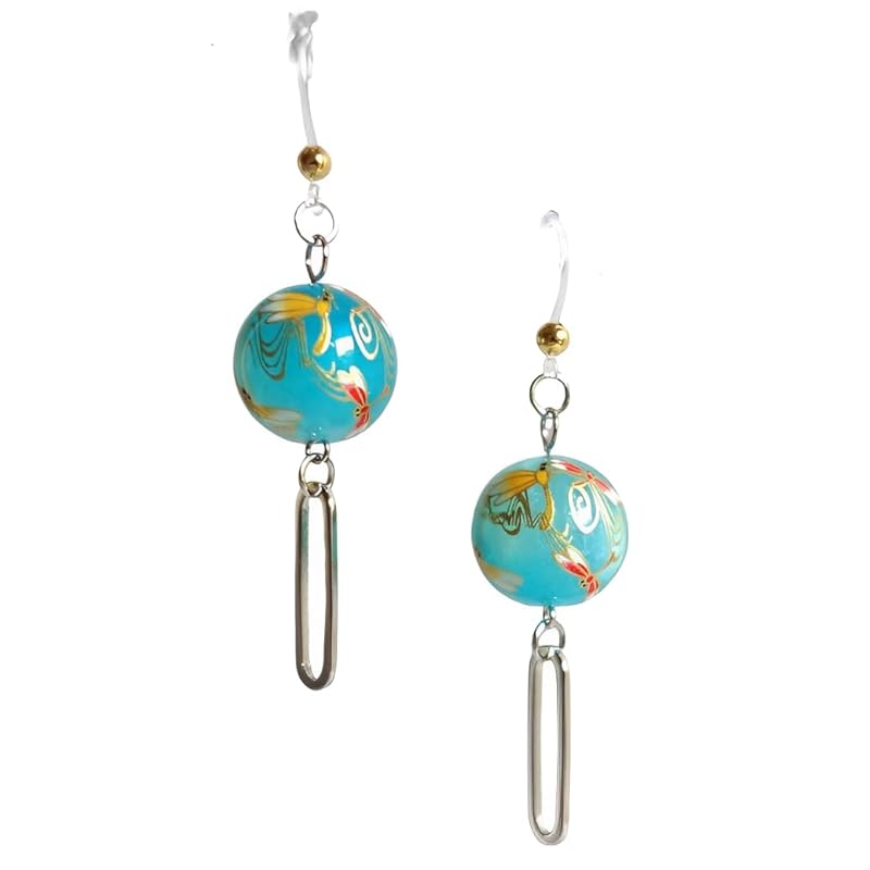 

yukata or kimono to Looks good on you cool resin Made hook earrings wind chime (Dragonfly blue)
