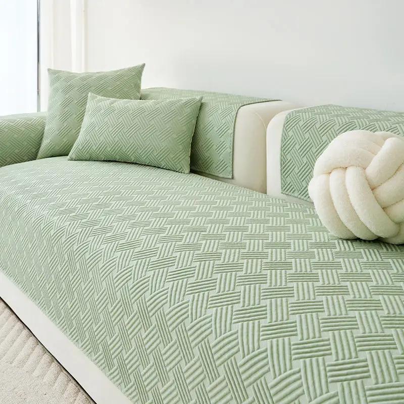 Ice Silk Twill Weave Sofa Cover Living Room Summer Cool Feeling Sofa Cushion Nonslip Modern Universal Sofa Cushion Home Cool Mat