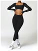 Women Tight‑Fit Yoga 2‑Piece Set, High‑Waist Quick‑Dry Long‑Sleeve Workout Outfit for Outdoor Running Fitness