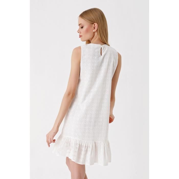 Robe Fluide sans Manche - Blanc - Femme - Adulte