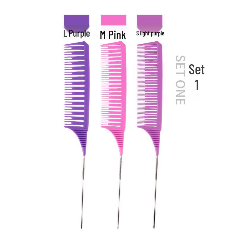 Barber Shop Sectioning & Dyeing Highlight Comb Set - Steel Needle and Fine Teeth, Heat-Resistant, Pointed Tail