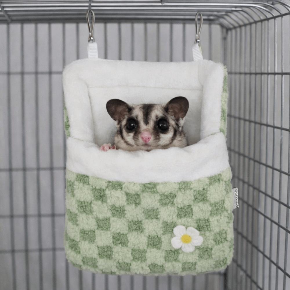 Warm Pet Swing Bag Velvet Sugar Glider Hanging Hammock Guinea Pig Bed Hamster Plush Hammock Winter