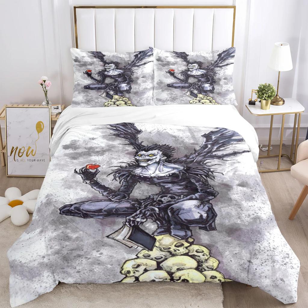 Death Note Print Three Piece Bedding Set Fashion Article Children Or Adults For Beds Quilt Covers Pillowcases Bedding Set Gift