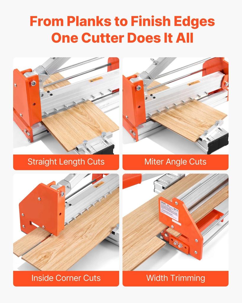 304.8mm Vinyl Floor Cutter, 12mm Thick Laminate Flooring Cutter with Upgraded Labor-Saving Aluminum-Alloy Lever, Telescoping Support Plate, Cuts