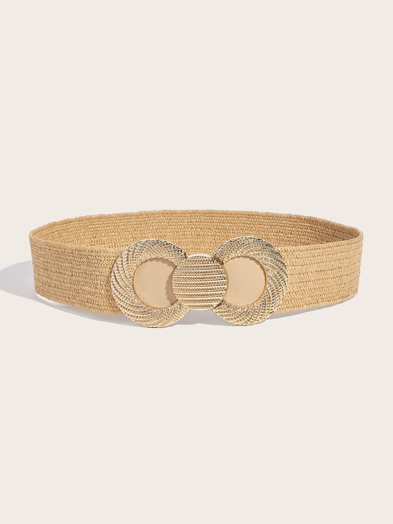 Spring And Summer Imitation Pp Grass Woven Elastic Belt Women'S Dress With Decorative Trend Waist Seal