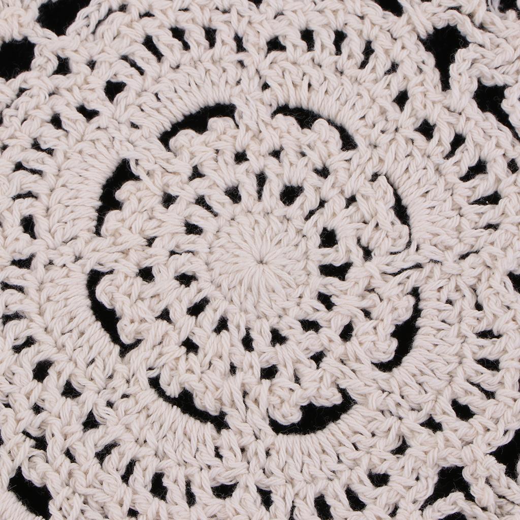 Oval Crochet Doily Lace Tablecloth Beige Handmade Wedding Decoration