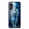 For Oppo Reno8 T 4G Case Luxury Tempered Glass Back Cover Hard Case For Reno8 T 4G 6.43" Capa Funda Animal Vividly Coque Wolf