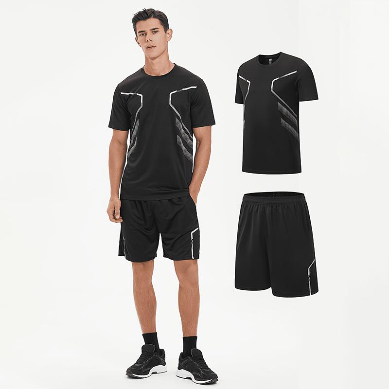 Plus Size Men's Quick-Drying Short-Sleeved Shorts Suit Sportswear Men's Leisure Sports Running Fitness T-Shirt Shorts Set Men