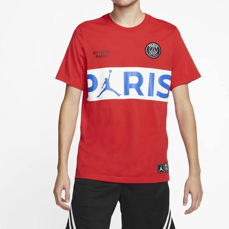 Jordan X Psg Short Sleeve T-Shirt Men Tops Red BQ8390-657