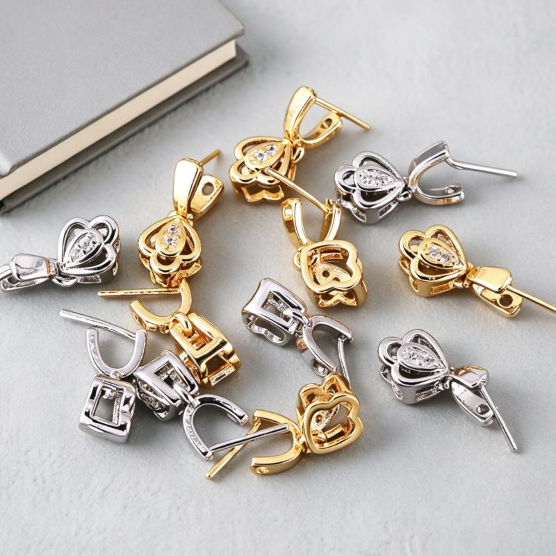 18K Gold-Plated S925 Sterling Silver Jade Pendant Clasp and Necklace Accessories