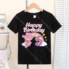 Cartoon Black Party T Shirt for Girls Boys Summer Birthday Number Cute Out Wear Tee Shirt Printed Round Neck Clothes Anime Tops