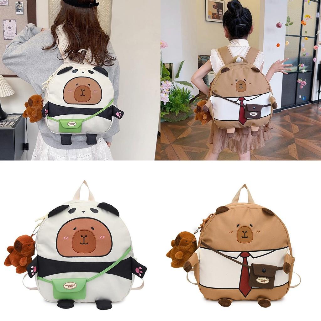 Cartoon Cute Capybara Water Pig Backpack Girl Children Durable Polyester Bags