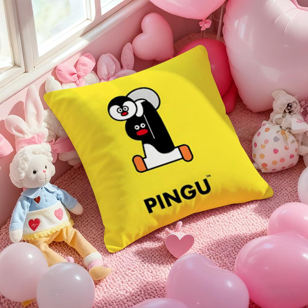 Cute P-Pingu Cartoon Cushion Cover Pattern Printed Pillowcase for Living Room Sofa Cushion Cover & Bedroom Decor