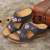 Summer Women Wedge Sandals Premium Orthopedic Open Toe Slipper Vintage Anti-slip Leather Casual Female Platform Embroidered Shoes