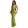 K10772 Women's Dress Solid Color Sexy Side Slit Sleeveless Fashion Party Gown