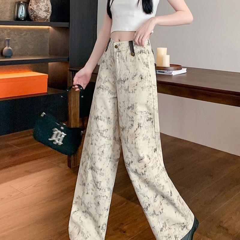 

American Retro Tie-Dye High-Waisted Wide-Leg Women s Pants (2025) Medium