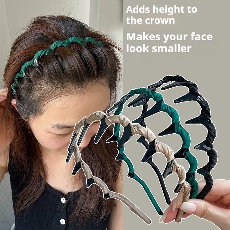 Temperamental Cloth Wave Headband Headdress Female Face Wash with Tooth Hairpin High Skull Top Non-slip Broken Hair Pressing Headband Hair Accessories