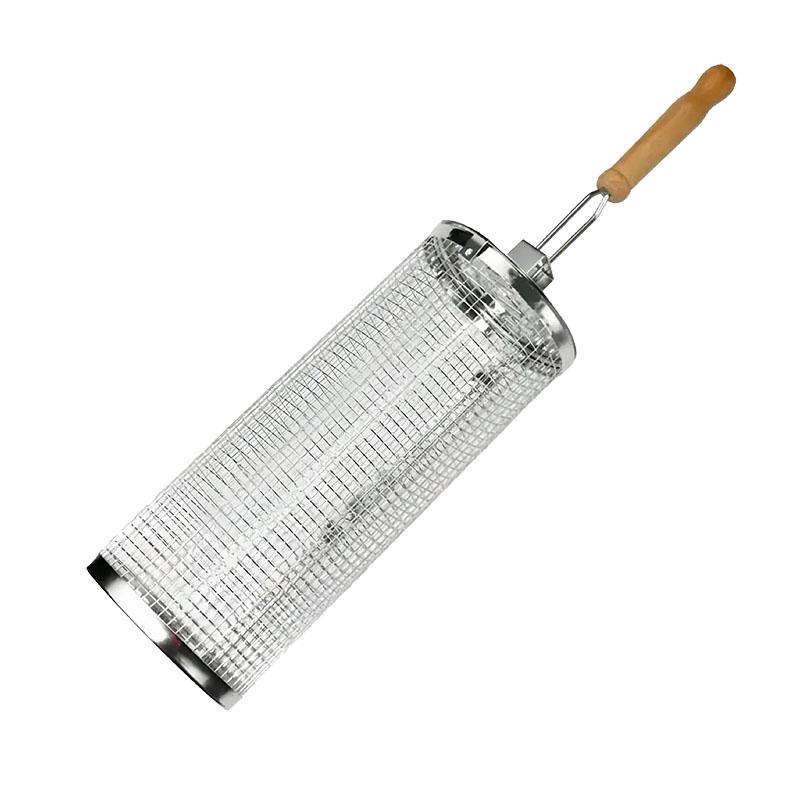 

Outdoor Camping Stainless Steel BBQ Grill Tube Korean Style Thickened Rolling BBQ Net for Grilling Barbecue cage