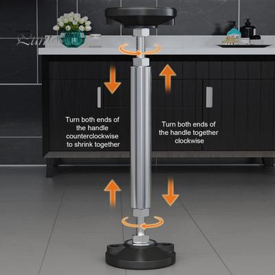 1 Pair Furniture Support Legs Adjustable Stainless Steel Telescopic Poles Easy Installation Support Legs with Anti-slip Pads for Bed Couch Dresser TV