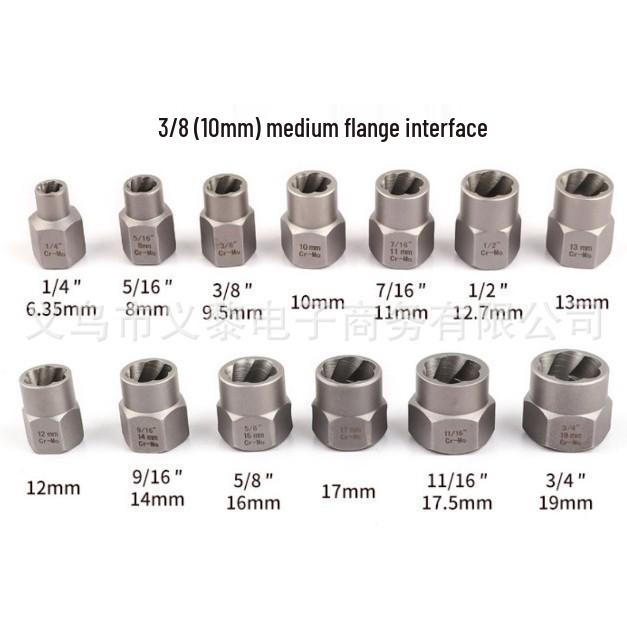 14-Piece High-Style Nut Extractor Set with Reverse and Sliding Tooth Sleeves