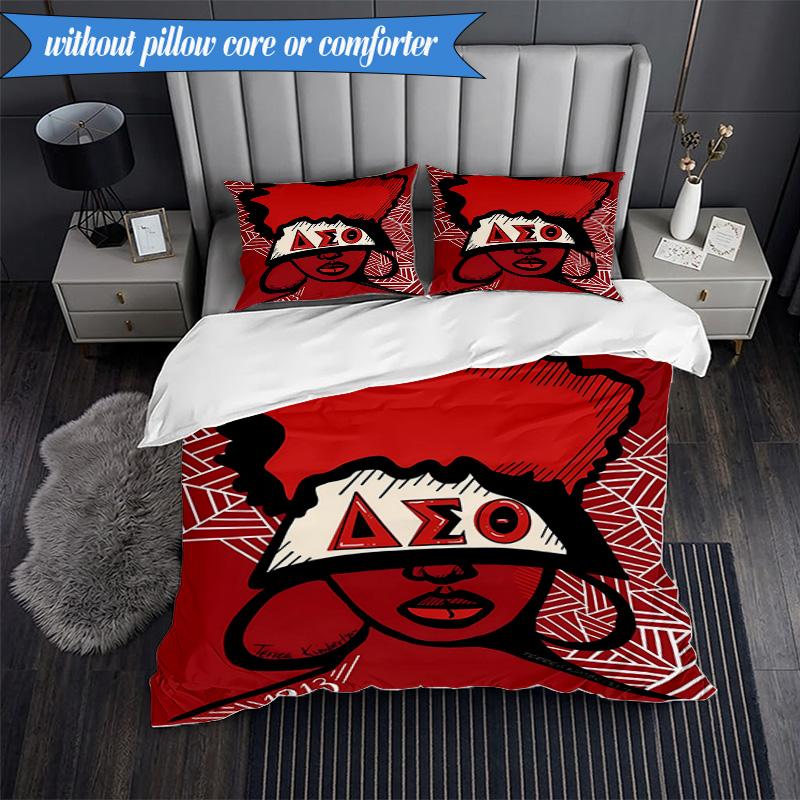3PCS Delta Sigma Theta Bedding Set 2D Printing (Includes 1 Duvet Cover + 2 Pillowcases Coreless), Bedroom decor,Fan Gift
