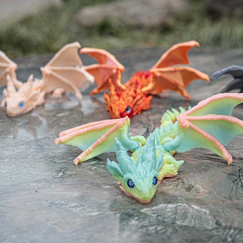 1Pcs 3D Printing Flying Dragon Wing Handicraft Ornaments Figurine Art Deco Resin Dragon Sculpture Tabletop Animal Theme Decor