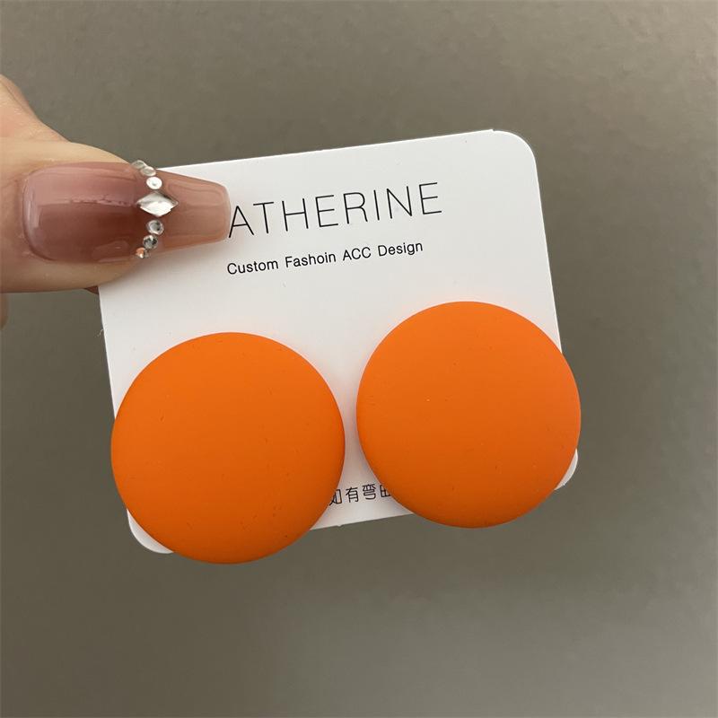 Neue runde bunte Ohrringe für Damen - Bonbonartige fluoreszierende Farbe, Übertriebene große runde Scheiben als Ohrringe.
