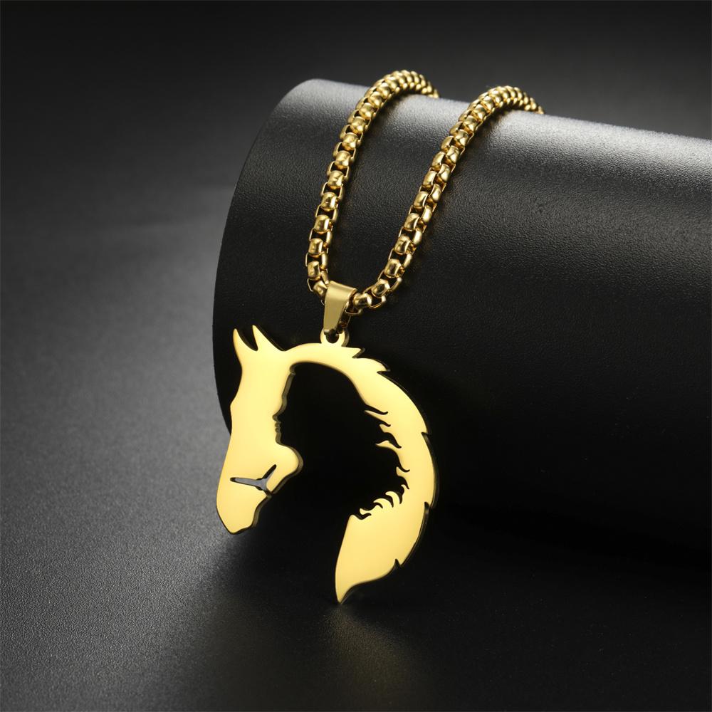 My Shape Running Horse Pendant Necklaces Women Men Stainless Steel Couple Love Heart Horse Animal Neck Chain Horse Lover Jewelry