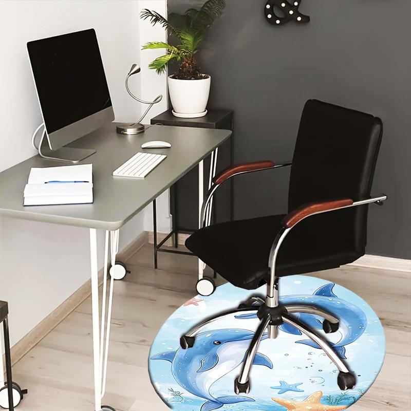 1PC Dolphins Starfish Non-Slip Floor Round carpet, Office, family, bedroom, Large Area Rug Indoor Rugs, Vibrant Colors-Z0465