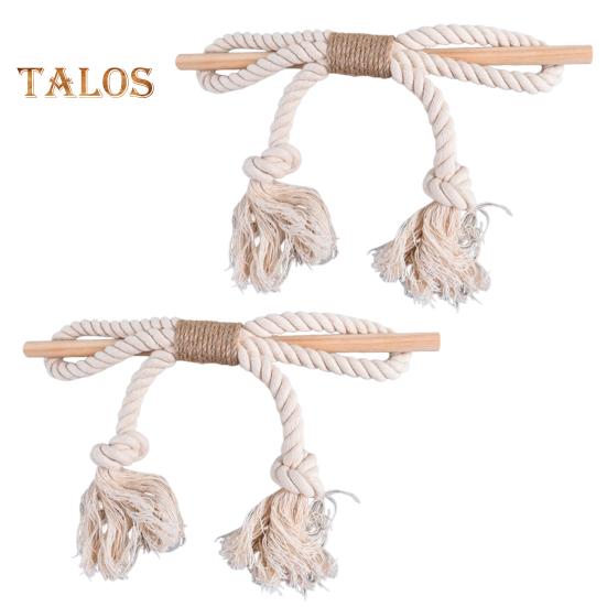 Lot De 4 Embrasses Pour Rideaux En Corde De Coton Tressée - Style Rustique Naturel, Sans Perçage, Couleur Beige - 2