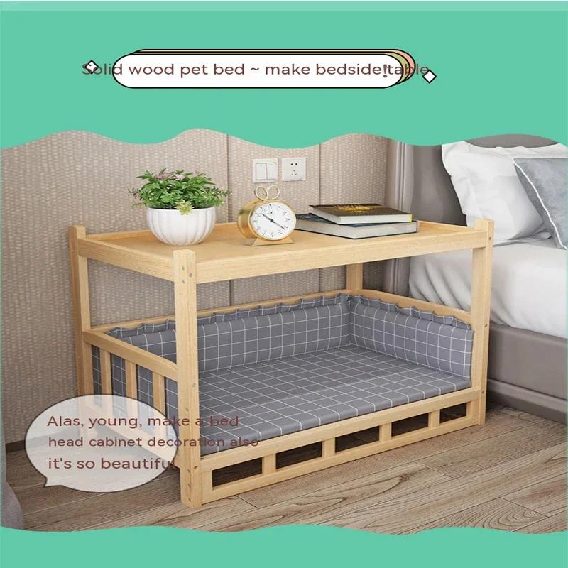 Wooden Dog Kennel Eco-Friendly  Polished Pet Bed Detachable Large Solid Wood Puppy House Four Seasons General Simple Pets Houses