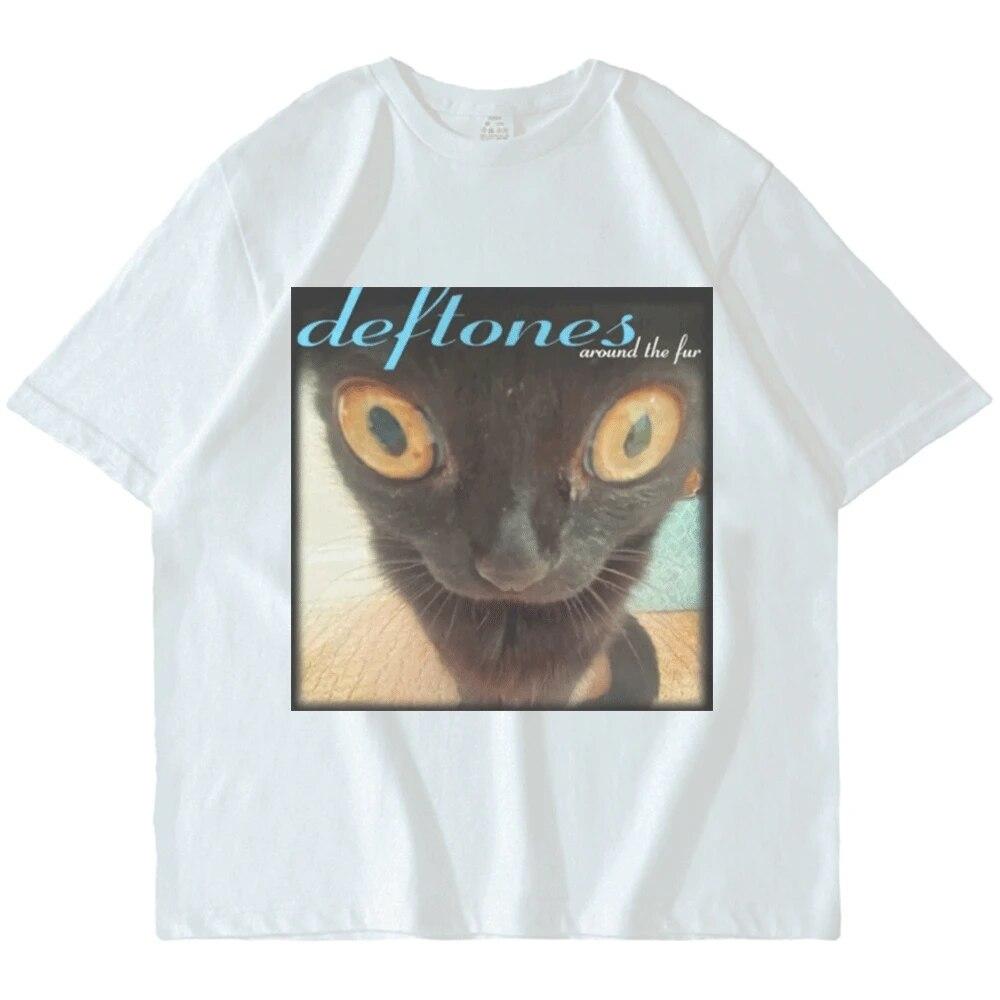 Deftones Around The Fur T-shirt unisex da donna Street Hip-hop Harajuku oversize maniche corte T-shirt in cotone nero alla moda